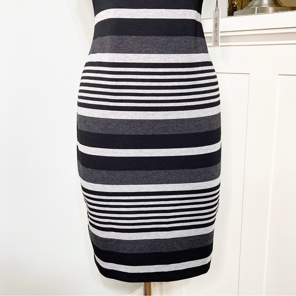 Calvin Klein Striped Sheath Dress Black & Gray Size 2 XS Nwt - Picture 4 of 11